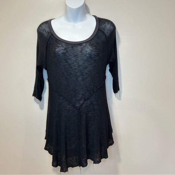 Free People Intimately Weekend Layering Long Sleeve Tee Black Knit Size Small - Picture 3 of 11